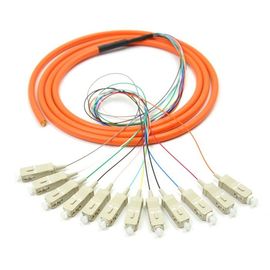 Cam dây cáp quang SC UPC 12 lõi màu cam với CE, dây vá đa sợi