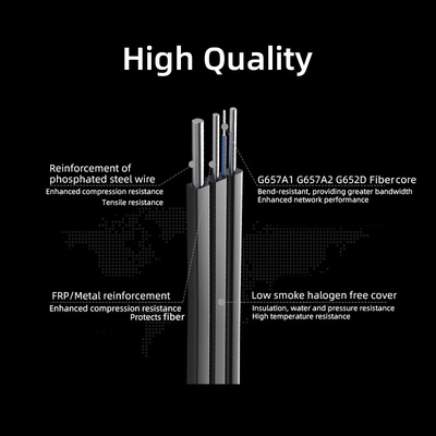 Cáp thả ngoài trời GJYXCH Cáp thả ngoài trời GJYXCH Cáp thả LZSH Đơn chế 1 2 4 lõi G652D G657A1 G657A2 FTTH Cáp quang thả sợi