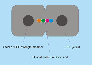 Cáp quang đơn FTTH Drop sợi quang với dây thép / FRP Sức mạnh thành viên